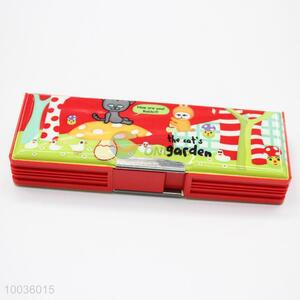 21*8*3CM Red PV Pencil Box with Cartoon Animals Pattern