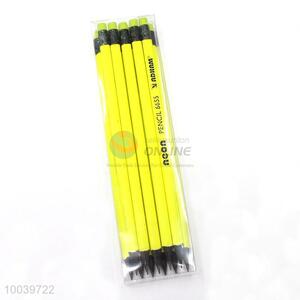 Cheap price 12pcs/set fluorescence yellow wooden pencil pen