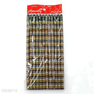 12pcs/set new arrivals stripe pattern wooden pencil pen