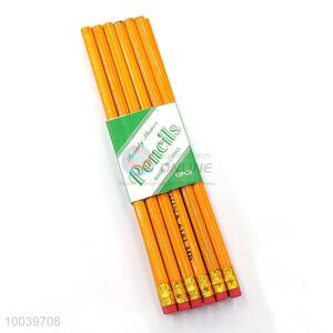 12pcs/set school staionery yellow wooden pencil pen