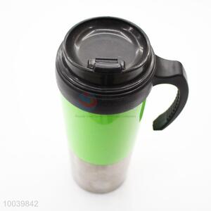 High Quality Light Green With Handle PP+PS Double Wall Auto Mug/Travel Mug