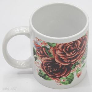 Customized pattern 8*9.5cm ceramic cup with handle