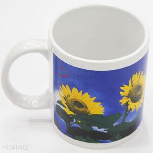 8*9.5cm Ceramic printed Sunflower cup with handle