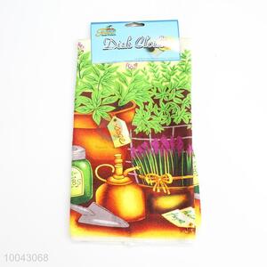 Flowerpot Printed Microfiber Dish Cloth/Kitchen Towel