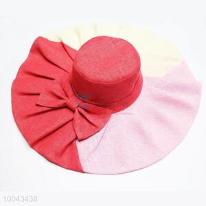 Assorted colors big brim paper hat with ribbon