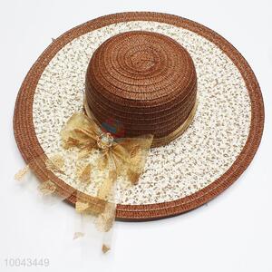Coffee straw hat/brim sun beach hat for women
