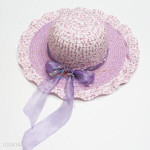 Purple straw hat/brim sun beach hat for women