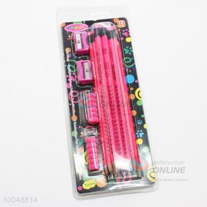 Cute 12Pieces/Set Pink 19cm Wooden Pencil with Two Grips and Two Sharpeners