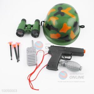 High Quality Party Plastic Toy Soldier Equipment Set Helmet Hat/Gun/Telescope/Cellphone/Grenade