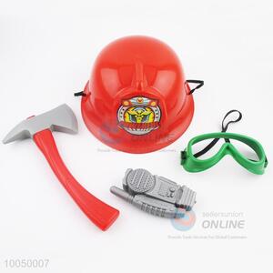 Hot Sale Party Plastic Toy Fireman Equipment Set Helmet Hat/Axe/Cellphone
