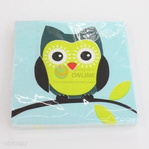16.5*16.5CM Disposable Eco-friendly Three-ply Paper Napkins with Owl Printed Pattern for Home Use