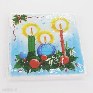 Wholesale 16.5*16.5CM Disposable Eco-friendly Three-ply Paper Napkins with Candles Pattern