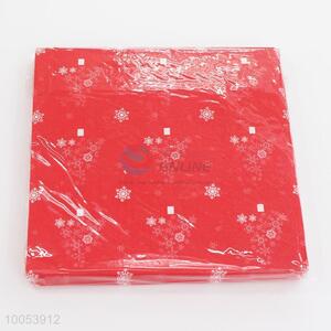 Hot Sale 16.5*16.5CM Disposable Eco-friendly Three-ply Paper Napkins with Red Pattern