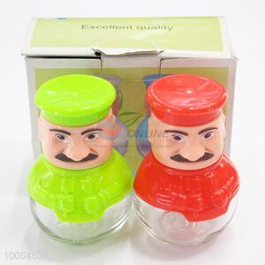 2 Pieces/Set Cooks Shaped 8.5*5CM Glass Condiment Bottle