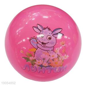 New Design 9 Inch Pink PVC Inflatable Beach Ball with the Pattern of Rabbit