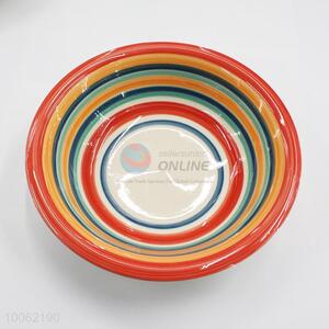 Promotional stripe pattern ceramic bowl