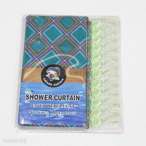 High Quality Green Check Dacron Shower <em>Curtain</em>
