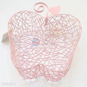 Apple shaped pink iron wire fruit basket
