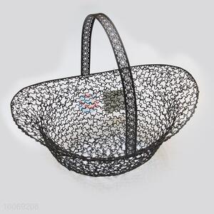 Black iron wire fruit basket with handle