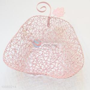 Pear shaped pink iron wire fruit basket