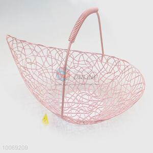 Pink iron wire multifunctional basket with handle