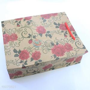 Flower pattern brown paper gift bag