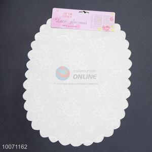 White Oval Printed Fancy Cloth Lace Placemat Table Mat