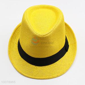 High quality fashion yellow panama paper hat