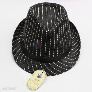 Promotional Black Striped Panama Straw Hat Sun Cap