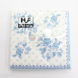 Blue and White Porcelain Printed Paper Napkins