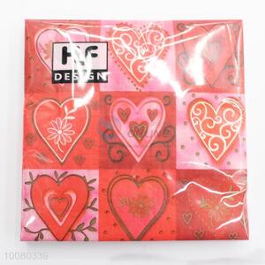 20pcs Red Heart Printed Paper Napkins Set for Wedding