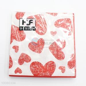 20pcs Red Heart Printed Paper Napkins Set for Romantic Dinner