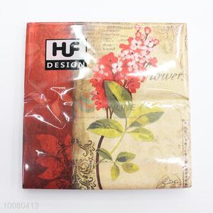 20pcs Red Flower Printed Paper Napkins Set
