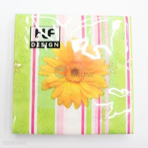 Yellow Flower Printed Paper Napkins for Party
