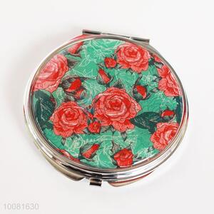 Fashion flower printing round pocket mirror