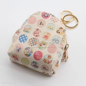 Unique PU leather mini schoolbag coin purse with zipper