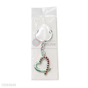 Super Quality Heart Shaped Zine-alloy Metal Key Chain/Key Ring with Rhinestone