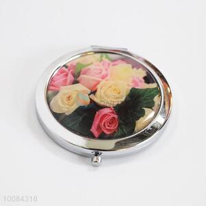 Yellow Rose Round Foldable Pocket Epoxy Sticker Mirror/Makeup Mirror