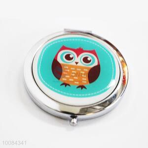 Green Owl Round Foldable Pocket Epoxy Sticker Mirror/Makeup Mirror