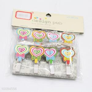 Lovely Heart Lollipop Shape Wooden Clip DIY Clip