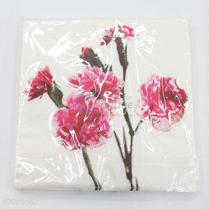 Beautiful carnation printed paper napkin