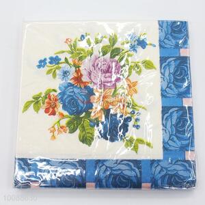 Vintage blue printed raw materials paper napkin