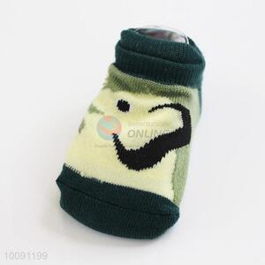 High Quality Anti Slip Green Cotton Baby Sock/ Soft Baby Socks