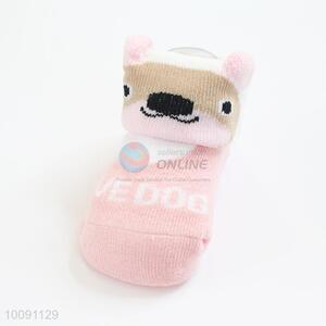 Pink Bear Cotton Baby Sock/ Soft Baby Socks