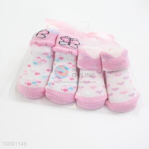 2 Pairs Pink Anti Slip Cotton Baby Sock/ Soft Baby Socks