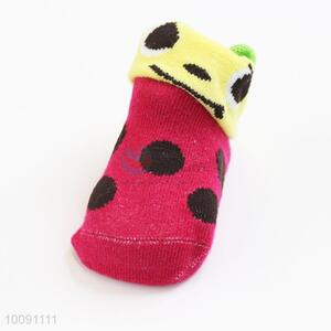 Black Dotted Red Cotton Baby Sock/ Soft Baby Socks
