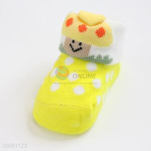 White Dotted Yellow Cotton Baby Sock/ Soft Baby Socks
