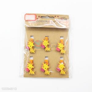Cute giraffe shape wooden clip/memo clips