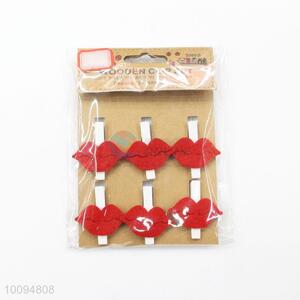 Home decoration red lips wood clip for wholesale