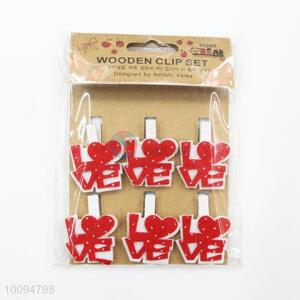 New Arrival Red Love Wooden Clips for Wedding Decoration